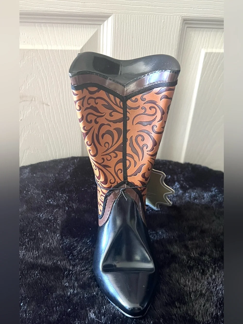 Wild Eye Designs Ceramic Boot Wine Bottle Holder Decorative Brown Black-NWT